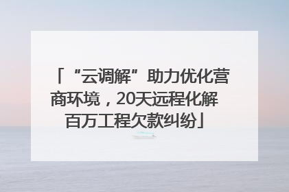 “云调解”助力优化营商环境，20天远程化解百万工程欠款纠纷