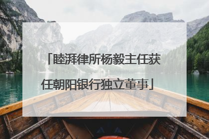 睦湃律所杨毅主任获任朝阳银行独立董事