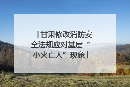 甘肃修改消防安全法规应对基层“小火亡人”现象