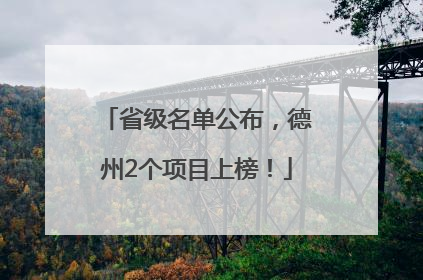 省级名单公布，德州2个项目上榜！