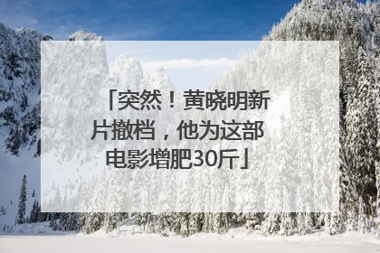 突然！黄晓明新片撤档，他为这部电影增肥30斤