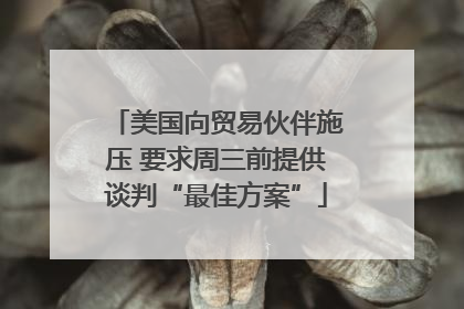 美国向贸易伙伴施压 要求周三前提供谈判“最佳方案”