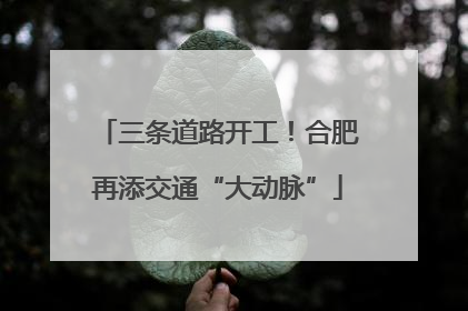 三条道路开工！合肥再添交通“大动脉”