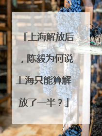 上海解放后，陈毅为何说上海只能算解放了一半？