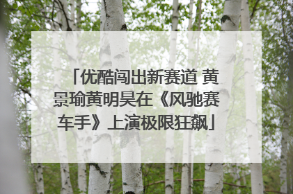 优酷闯出新赛道 黄景瑜黄明昊在《风驰赛车手》上演极限狂飙