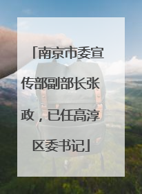 南京市委宣传部副部长张政，已任高淳区委书记