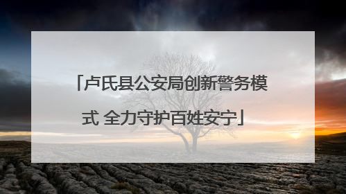 卢氏县公安局创新警务模式 全力守护百姓安宁