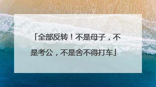 全部反转！不是母子，不是考公，不是舍不得打车