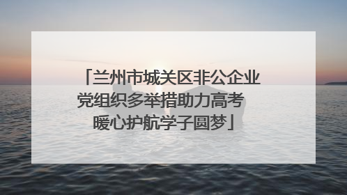 兰州市城关区非公企业党组织多举措助力高考 暖心护航学子圆梦