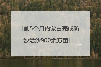 前5个月内蒙古完成防沙治沙900余万亩