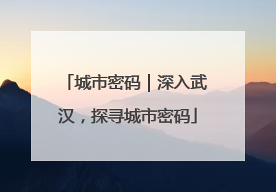 城市密码｜深入武汉，探寻城市密码