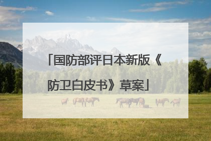 国防部评日本新版《防卫白皮书》草案