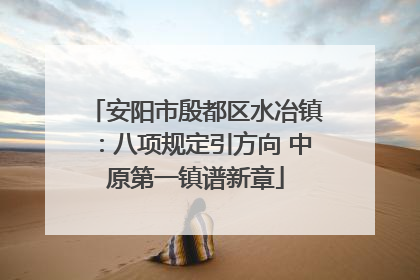 安阳市殷都区水冶镇：八项规定引方向 中原第一镇谱新章