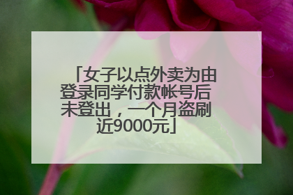 女子以点外卖为由登录同学付款帐号后未登出，一个月盗刷近9000元