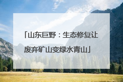 山东巨野：生态修复让废弃矿山变绿水青山