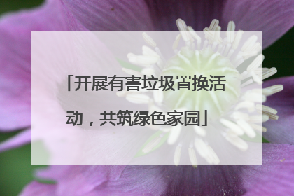 开展有害垃圾置换活动，共筑绿色家园