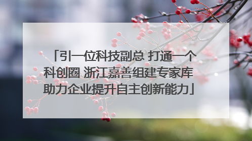 引一位科技副总 打通一个科创圈 浙江嘉善组建专家库助力企业提升自主创新能力