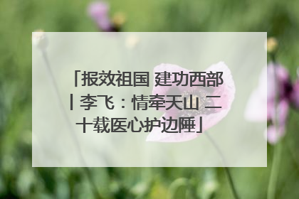 报效祖国 建功西部丨李飞：情牵天山 二十载医心护边陲