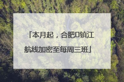 本月起，合肥⇋镇江航线加密至每周三班