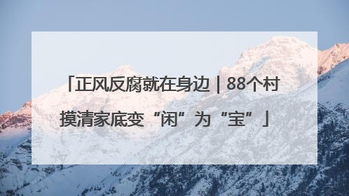 正风反腐就在身边｜88个村摸清家底变“闲”为“宝”