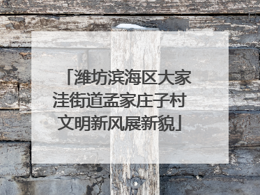 潍坊滨海区大家洼街道孟家庄子村文明新风展新貌