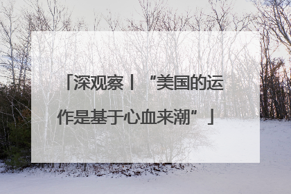 深观察丨“美国的运作是基于心血来潮”