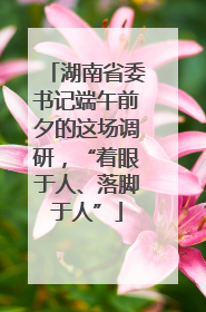湖南省委书记端午前夕的这场调研，“着眼于人、落脚于人”