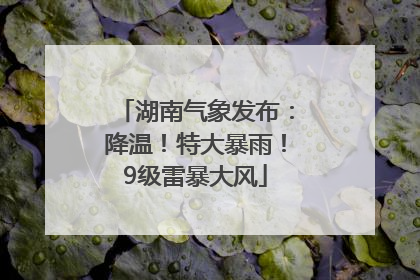 湖南气象发布：降温！特大暴雨！9级雷暴大风