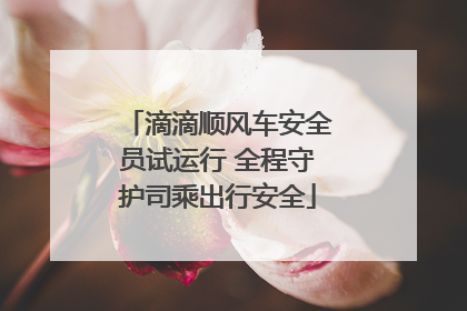 滴滴顺风车安全员试运行 全程守护司乘出行安全