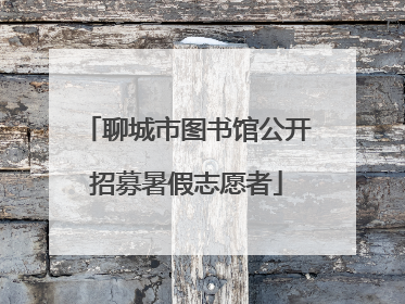 聊城市图书馆公开招募暑假志愿者