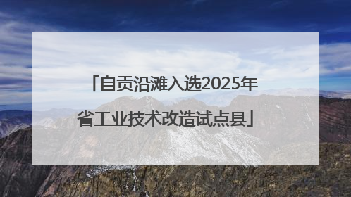 自贡沿滩入选2025年省工业技术改造试点县