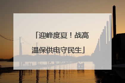 迎峰度夏！战高温保供电守民生