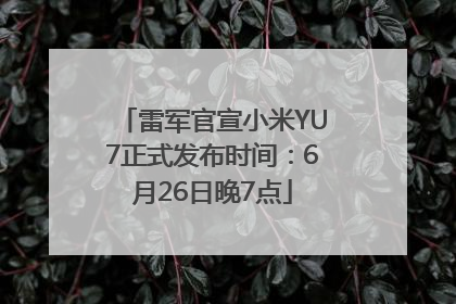 雷军官宣小米YU7正式发布时间：6月26日晚7点