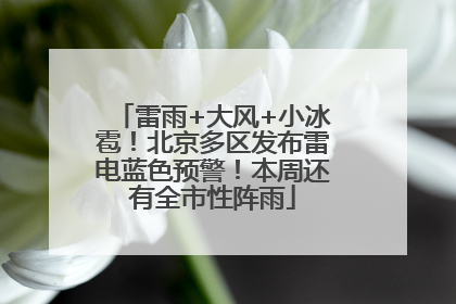 雷雨+大风+小冰雹！北京多区发布雷电蓝色预警！本周还有全市性阵雨