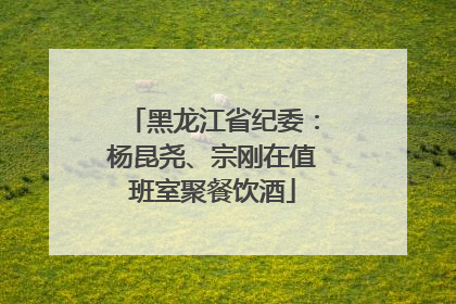 黑龙江省纪委：杨昆尧、宗刚在值班室聚餐饮酒