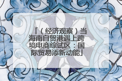 （经济观察）当海南自贸港遇上跨境电商综试区：国际贸易添新动能