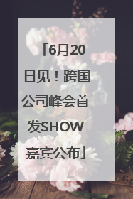 6月20日见！跨国公司峰会首发SHOW嘉宾公布